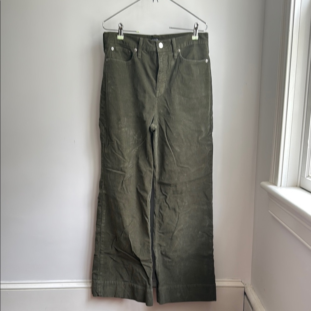 J. Crew Wide Leg Pants in Olive Green